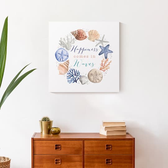 Happiness Comes In Waves Canvas Wall Art